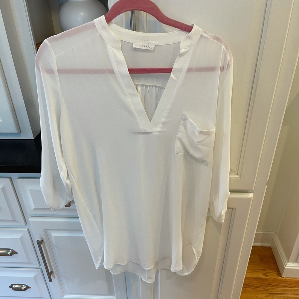 White Lush V-neck blouse